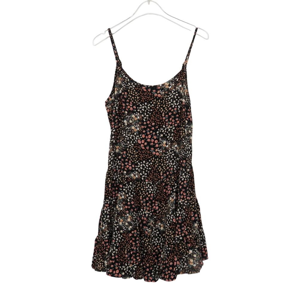 Wild Fable Black Floral Tiered Mini Dress Spaghetti Strap XS Flowy Cute Summer